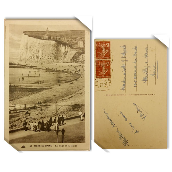 프랑스 빈티지 오래된 옛날 엽서 - 바다와사람들(뒷면 글)