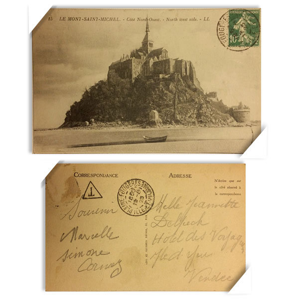 프랑스 빈티지 오래된 옛날 엽서 - 절벽위 성(뒷면 글)